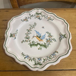 Lallier a Moustier Exotic Polychrome Bird Decorative Wall Plate