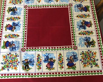 Vintage Dutch Windmill Scene Tablecloth