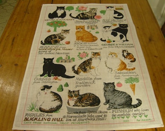 Pat Albeck National Trust &quot;Cats in Trust&quot; Tea Towel