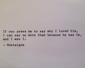 Montaigne Quote on Friendship and Love