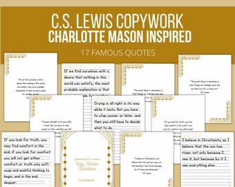 Charlotte Mason Printable Copywork C.S. Lewis Christian Homeschool Printable Handwriting Practice Classical Education Copy Work Language Art