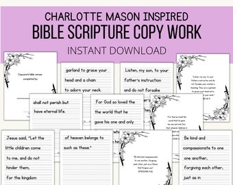 Charlotte Mason Printable Copywork Bible Scripture Homeschool Printable Handwriting Practice Classical Education Copy Work Language Art