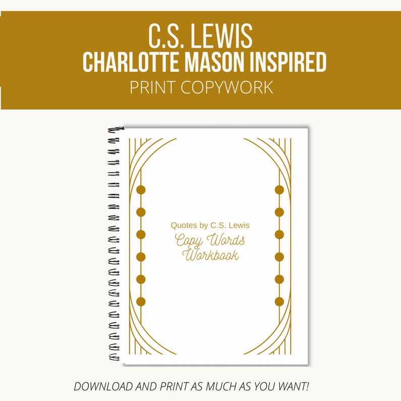 Charlotte Mason Printable Copywork C.S. Lewis Christian Homeschool ...