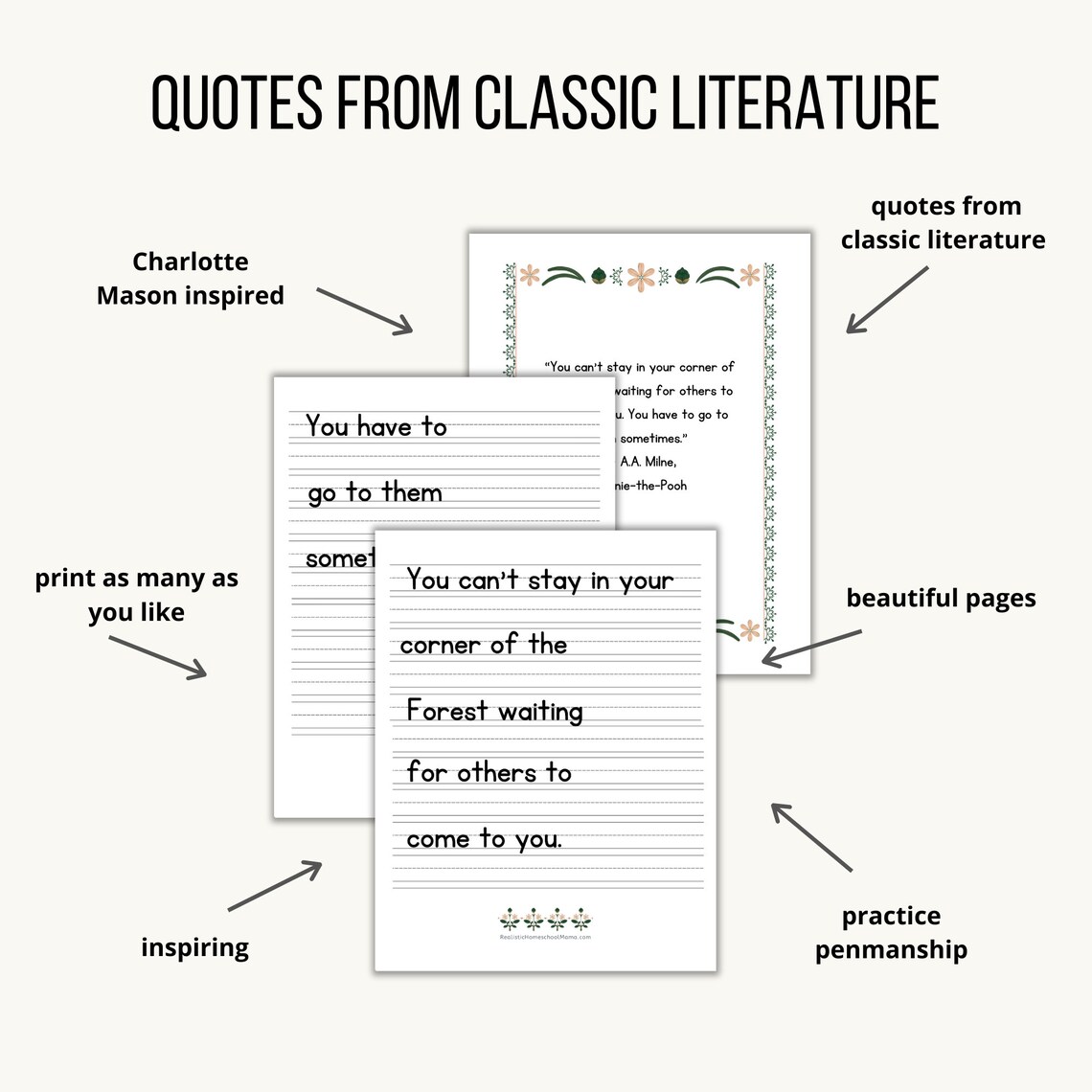 Charlotte Mason Printable Copywork, A.A. Milne Homeschool Printable ...