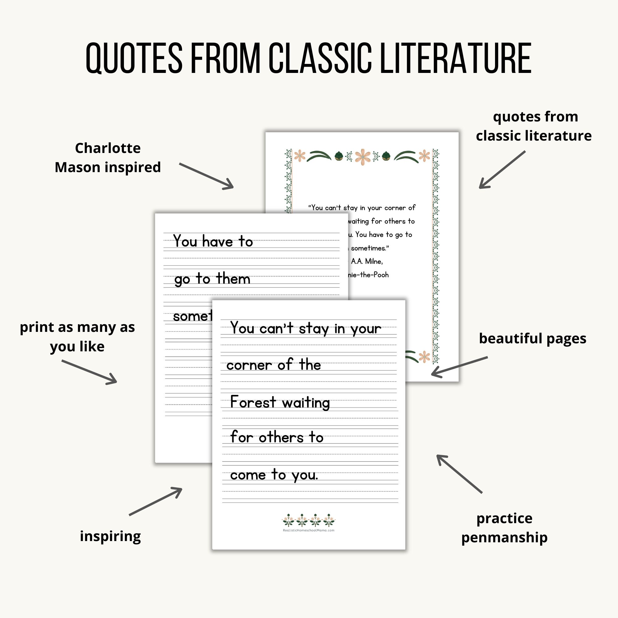 Charlotte Mason Printable Copywork, A.A. Milne Homeschool Printable ...