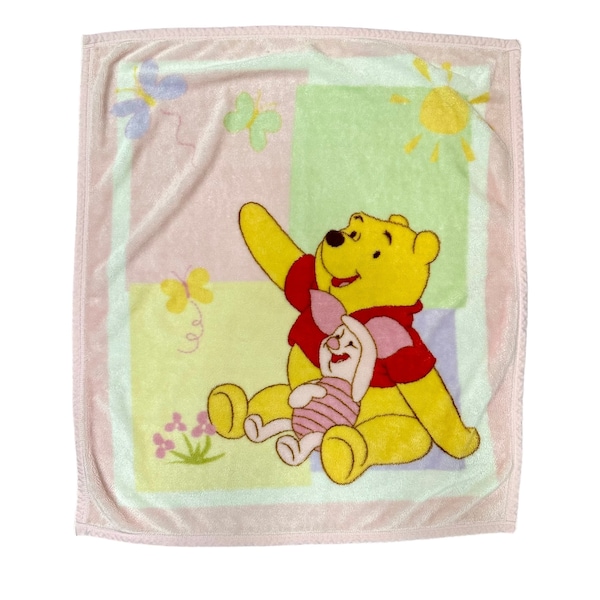 Disney Baby Winnie The Pooh Piglet Blush Blanket Pink Butterflies Pastel 34 X 38