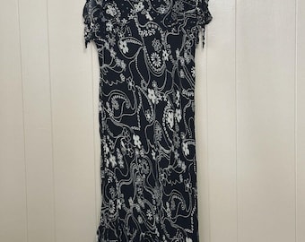 Vtg Mlle Gabrielle Black Dress Womens 14 Floral Babydoll 90s Witchy Whimsigoth