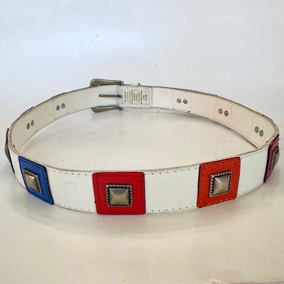 Vintage Liz Claiborne 1991 White Belt Color Block… - image 1
