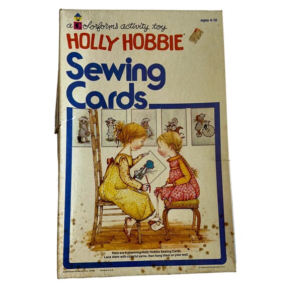 Vintage Holly Hobbie Sewing Lacing Cards Yarn 1976 Set Of 6 colorforms