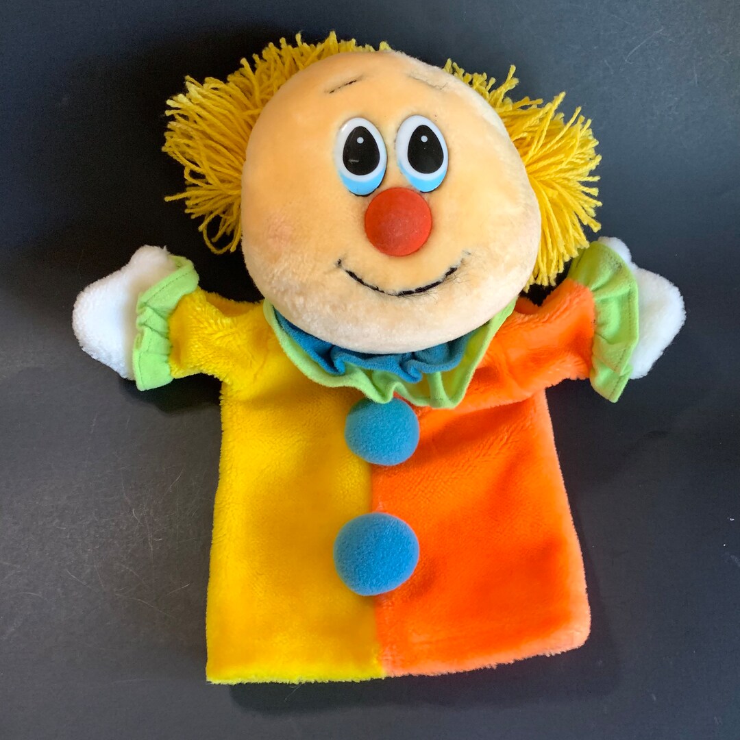 VTG Dakin Plush Clown Hand Puppet 1982 Orange Yellow Bald Etsy