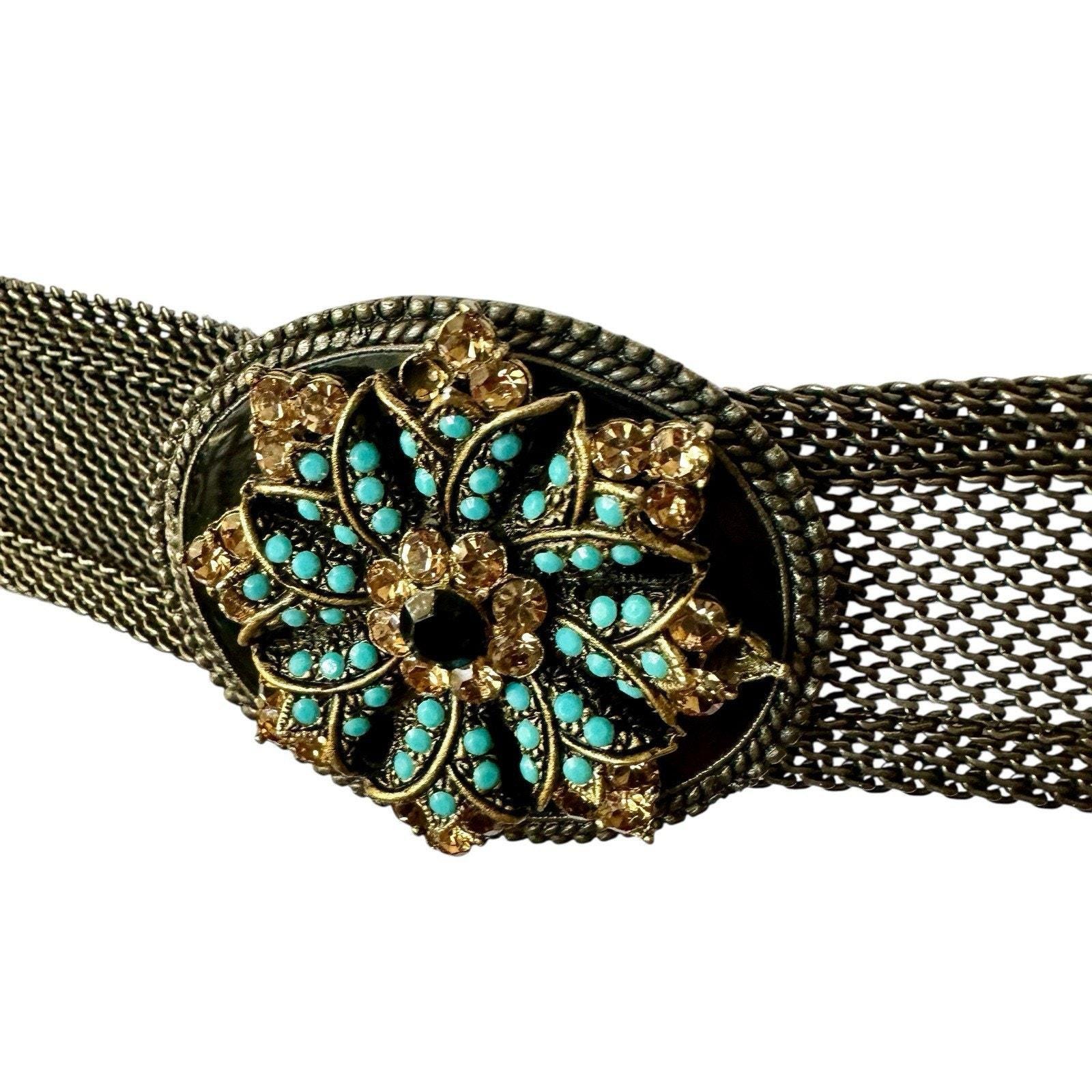 Vtg Signed Susan Brass Hammered Panels&Book Chain Links Brutalist Statement Belt Vtg Statement Belt - Etsy main image 3