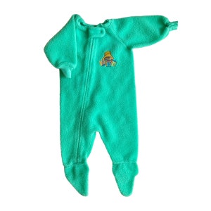 Paddington Bear Eden Baby Footed Sleeper Pajamas Mint Green Fleece Vtg 18 24 Mo