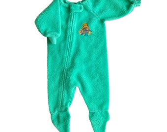 Paddington Bear Eden Baby Footed Sleeper Pajamas Mint Green Fleece Vtg 18 24 Mo