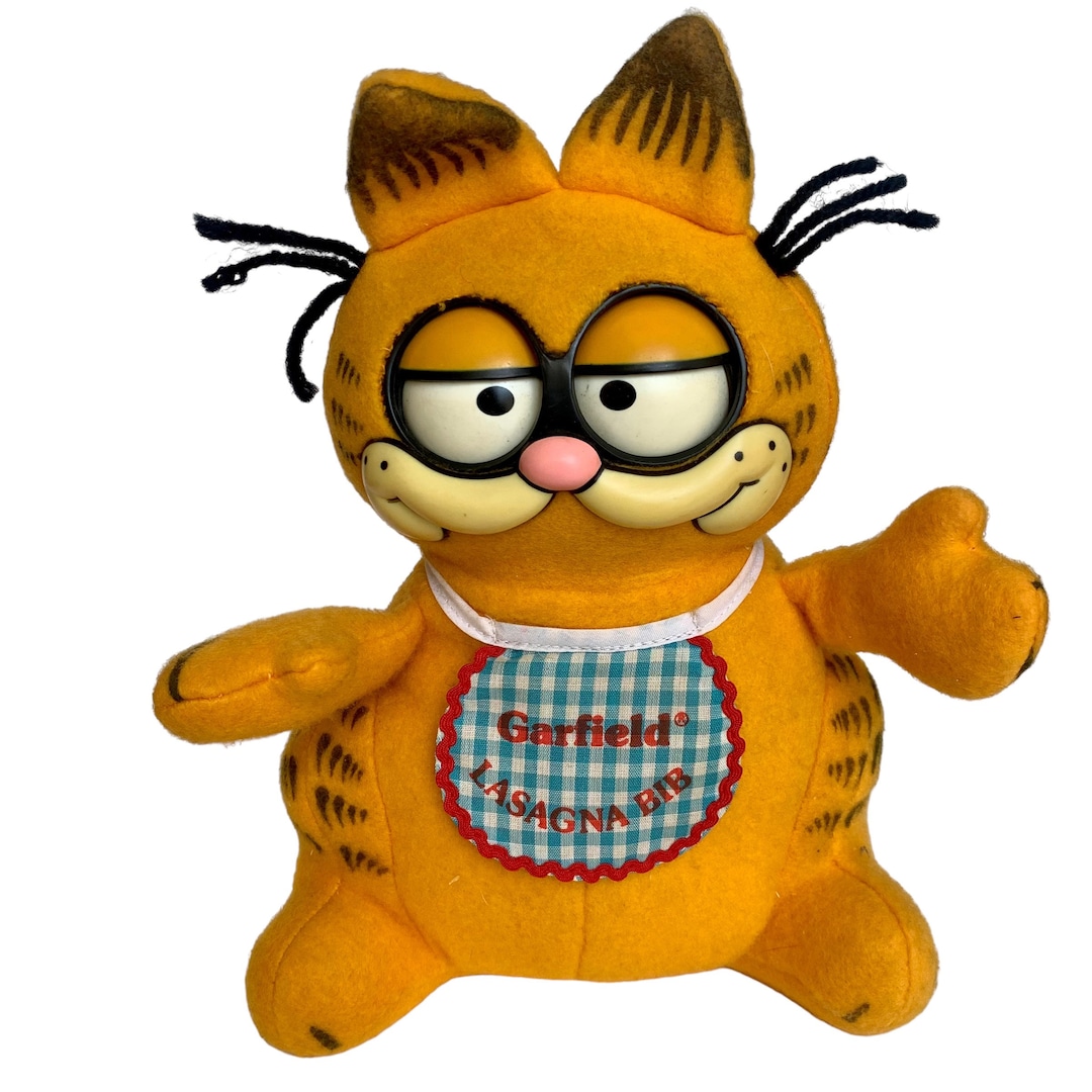 Vintage Talking Garfield Plush Lasagna Bib Pull String Eyes Etsy