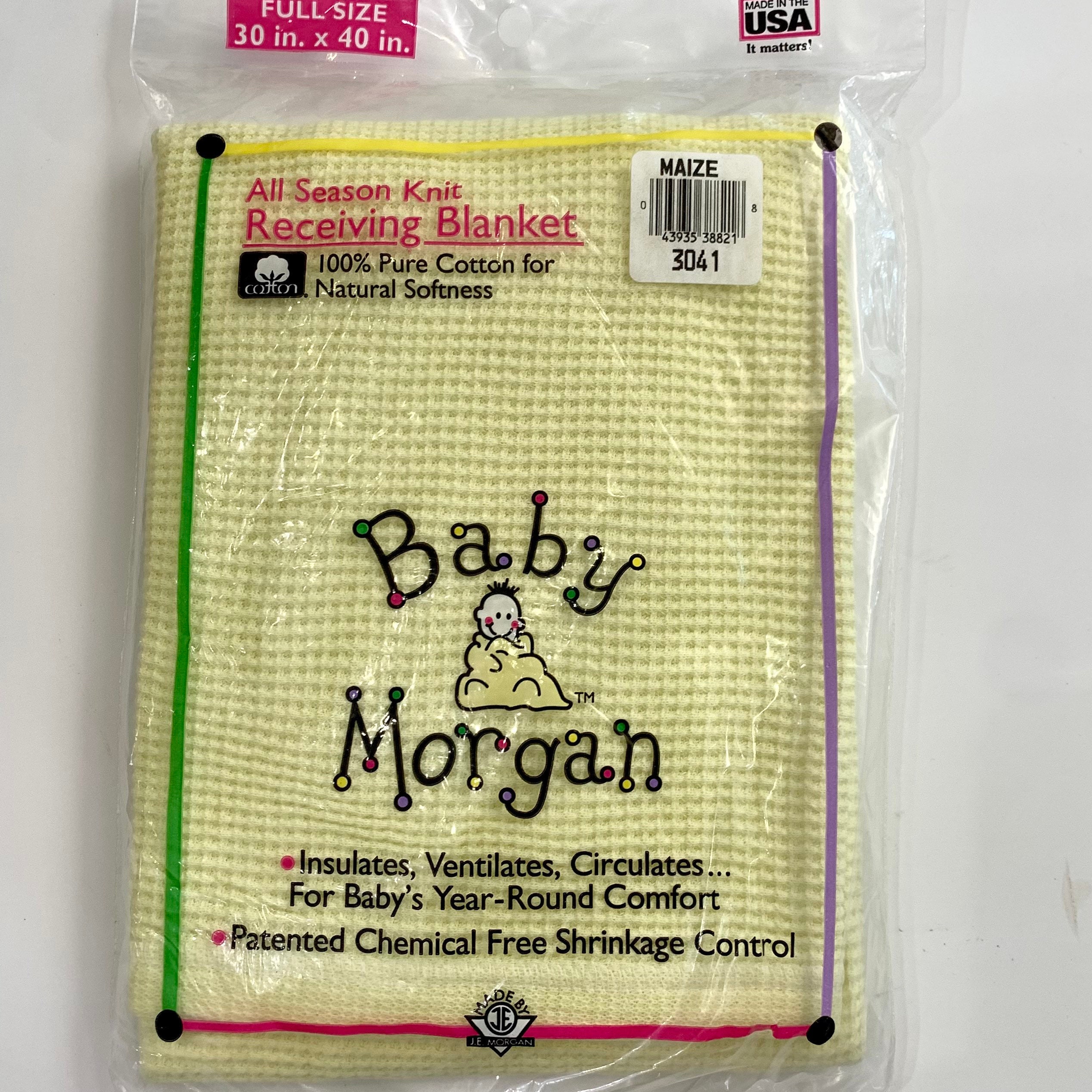 Baby Morgan Yellow Thermal Knit Receiving Blanket Waffle Weave New