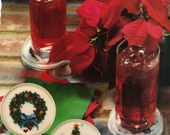 Counted Cross Stitch Christmas Coasters pattern and instructions