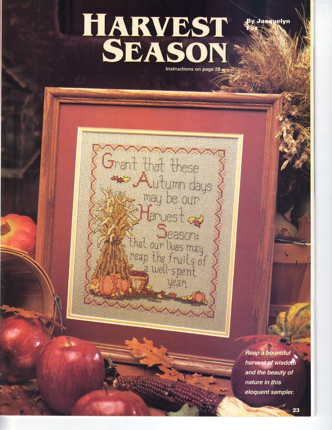 Counted Cross Stitch Harvest Season Sampler Pattern and Instructions - Etsy