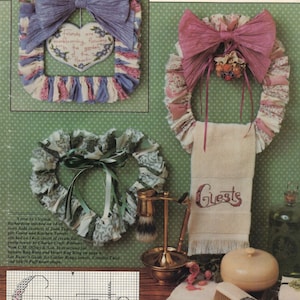 Counted Cross Stitch Country Gather Rings, towels and friendship verse pattern and instructions