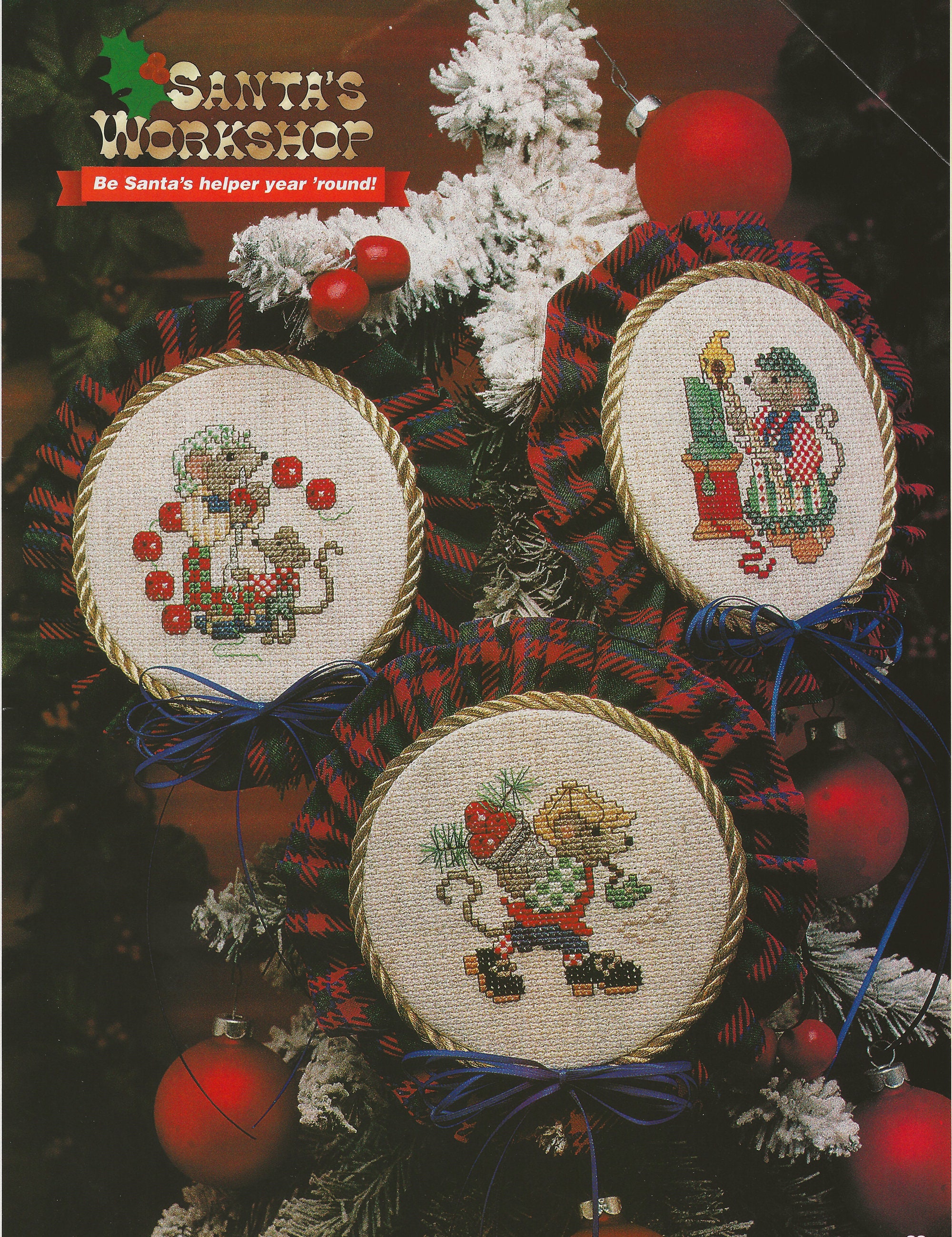 Counted Cross Stitch Colonial Mice photo of finished project, pattern and instructions.