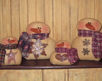 Snowman PATTERN Shelf Sitters (4 different sizes) - Snow Family - Sew Many Prims - instant download
