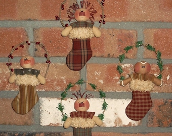 Primitive PATTERN Ginger Snowman Annie & Andy Stocking Ornament - Wee Lil Stocking Stuffers - Sew Many Prims - instant download
