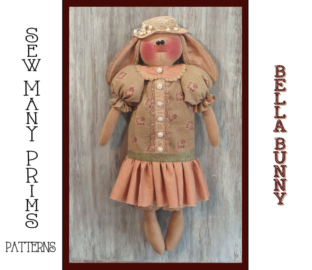 Primitive Bunny PATTERN Vintage Dress Hat- Bella Bunny - Sew Many Prims ...