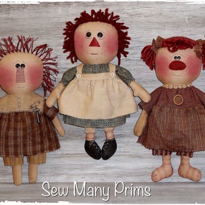 Primitive Doll PATTERN raggedy ann - Build An Annie - Sew Many Prims - instant download