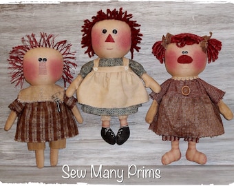 Primitieve pop PATROON raggedy ann - Build An Annie - Naai veel Prims - direct downloaden