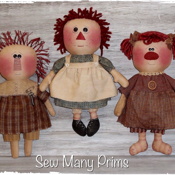 Primitive Doll PATTERN raggedy ann - Build An Annie - Sew Many Prims - instant download