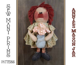 Primitive Doll PATTERN raggedy ann - Mason Jar Annie - Sew Many Prims - instant download