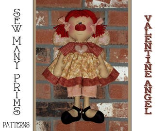 Primitive Angel PATTERN Valentine's Day Raggedy Ann Doll - Valentine Angel - Sew Many Prims - instant download