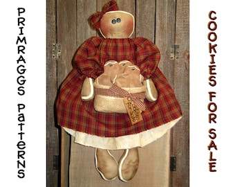 Primitive PATTERN Gingerbread Doll - Cookies for Sale - Primraggs - instant download