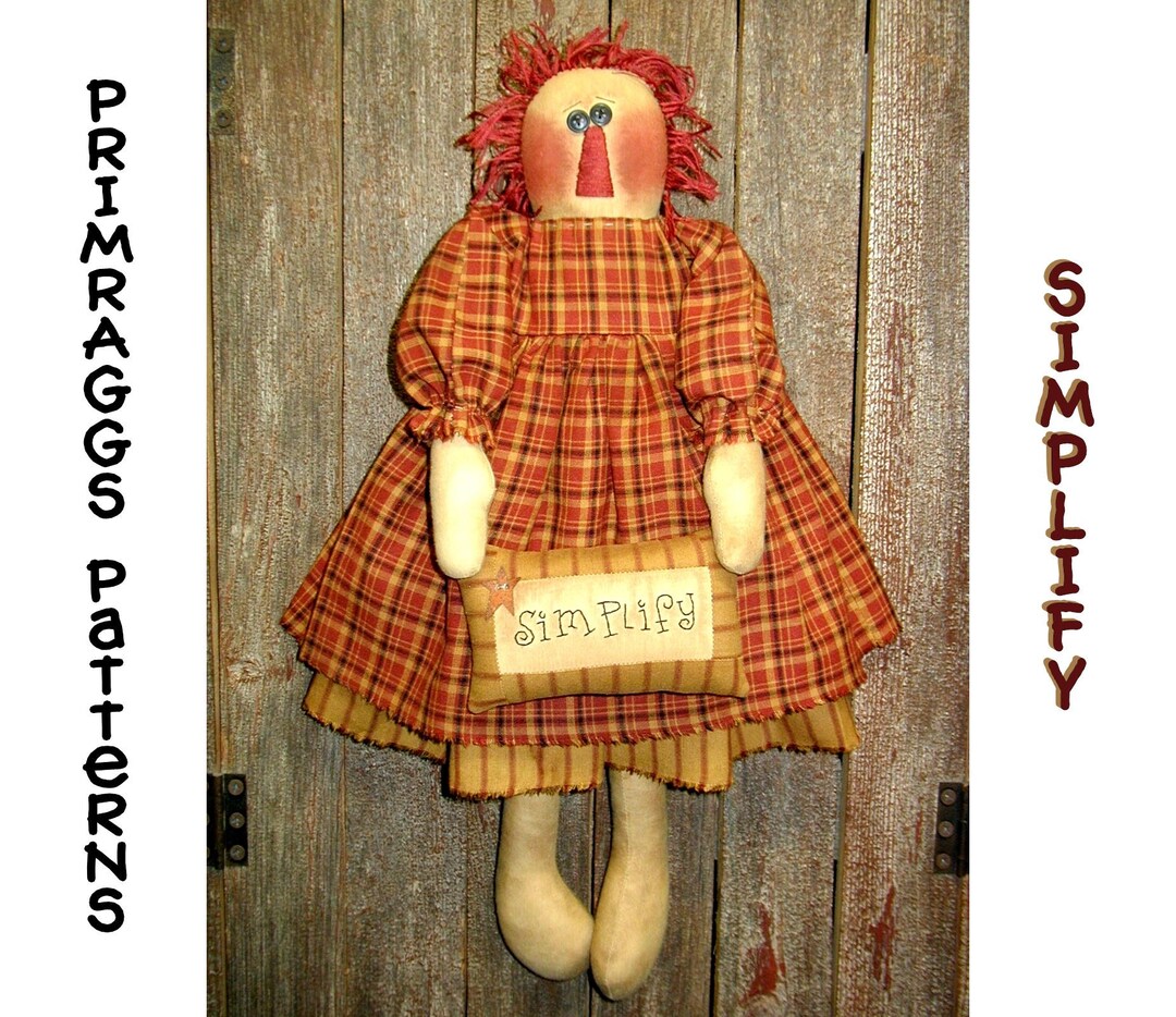 Raggedy Ruff Patterns PATTERN Primitive Raggedy - Simplify - Cloth Rag Doll - Primraggs ...