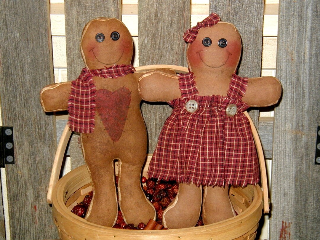 Primitive PATTERN Gingerbread Dolls - the Prim Gingers - Primraggs ...
