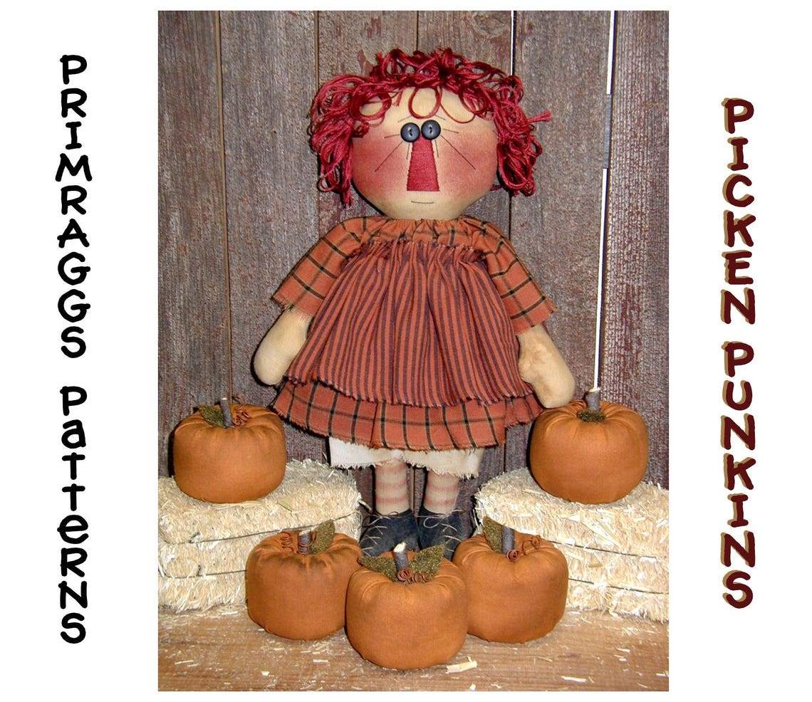 Primitive Fall PATTERN Prim Raggedy Ann Doll Pumpkins - Picken Punkins ...