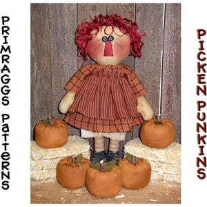 Primitive Herbst MUSTER Prim Raggedy Ann Doll Kürbisse - Picken Punkins - Herbst - Herbst - Primraggs - sofortiger download