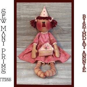 Primitive Doll PATTERN Raggedy Ann - Birthday Annie - Sew Many Prims - instant download