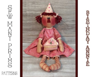 Primitive Doll PATTERN Raggedy Ann - Birthday Annie - Sew Many Prims - instant download