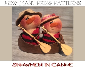 Snowman PATTERN Primitive Snow Couple - Snowmen in Canoe - Sew Many Prims - instant download