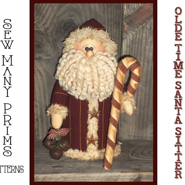 Primitive Santa PATTERN - Olde Time Santa Sitter - Sew Many Prims - instant download