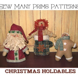 Primitive Winter PATTERN - Santa, Raggedy Mitten, Gingerbread Man - Christmas Holdables - Sew Many Prims - instant download