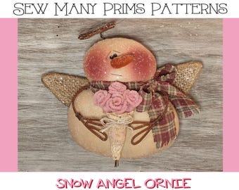 Valentine Angel Snowman PATTERN Rose Bouquet, Ornament - Ornie - Sew Many Prims - instant download