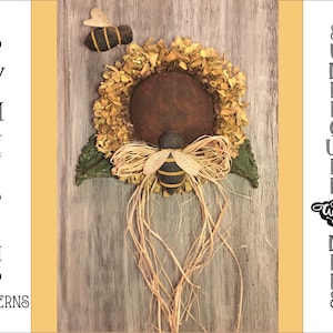 Primitive Sunflower Bees PATTERN, Door Greeter, Wall Hanging, Fall, Autumn - Sew Many Prims - instant download