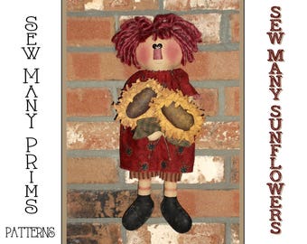 Fall Doll PATTERN - raggedy ann -autumn- harvest - Sew Many Sunflowers  - Sew Many Prims - instant download