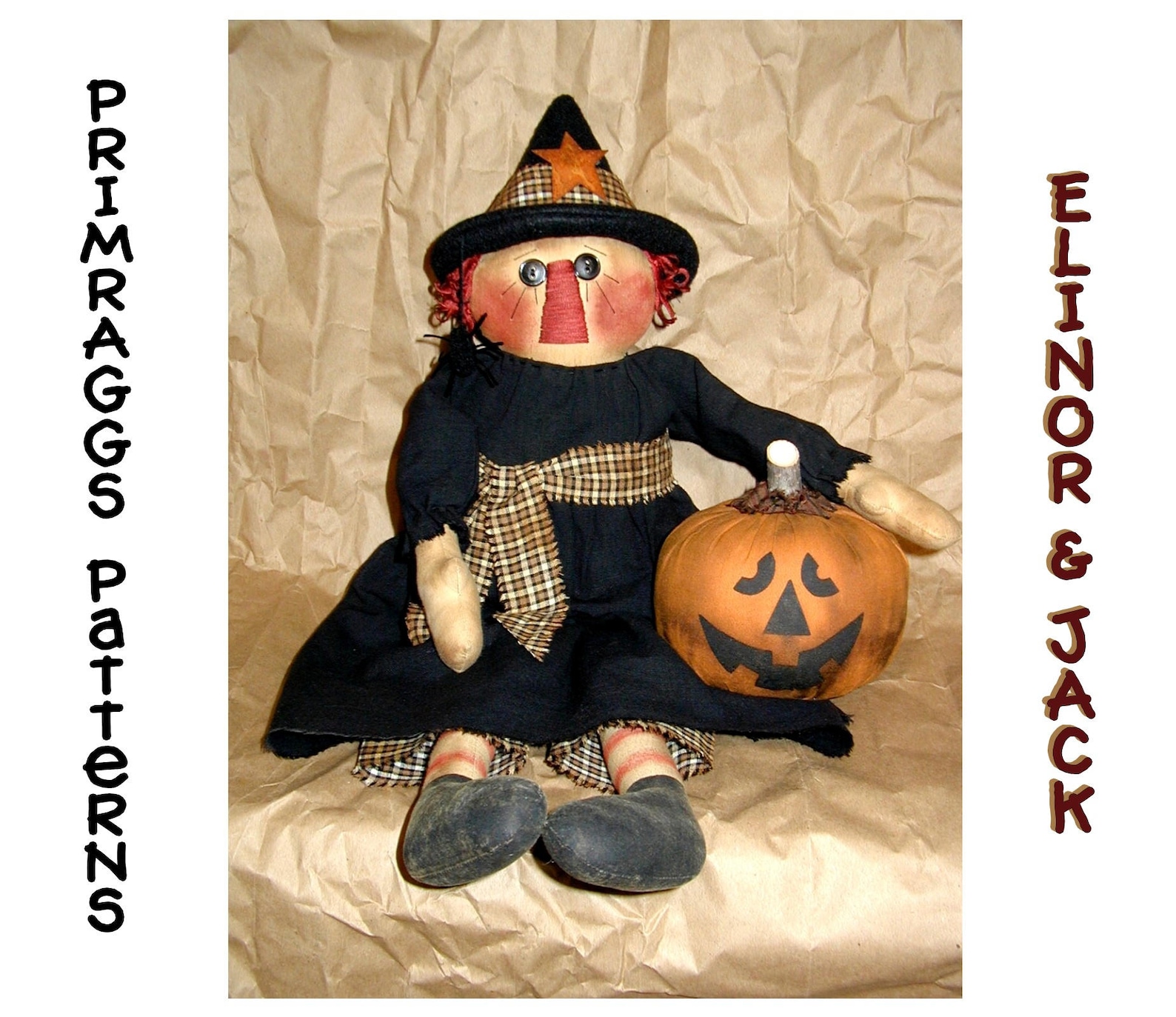 Primitive Witch PATTERN Prim Rag Doll Pumpkin JOL Jack O Lantern ...