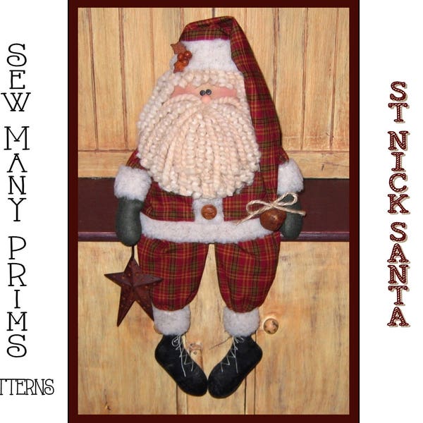 Primitive PATTERN Santa - St. Nick - Sew Many Prims - instant download