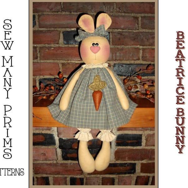 PATTERN Bunny Rabbit Carrot Necklace - Beatrice Bunny- Sew Many Prims - instant download