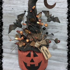 Primitive Halloween PATTERN JOL Witch Bat Moon - Jack O Lantern ...