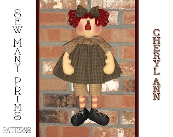 Raggedy Doll PATTERN - Cheryl Ann - Sew Many Prims - instant download