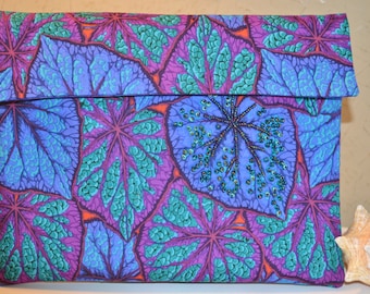 Tablet sleeve universal size made of 100 percent cotton leaf fabric,  lined and padded.  one of a kind handmade